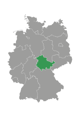 Deutschland-Karte mit Auswahl vom Bundesland Thüringen