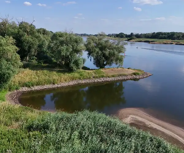 Wiesen und Bäume an einem Fluss - Campingplatz westliches Niedersachsen Angebot CampConsult